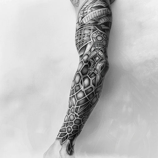 Geometric shapes and tribal patterns tattoo sketch, full sleeve for men