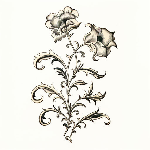 Flower surrounded by vines in decorative motifs style
