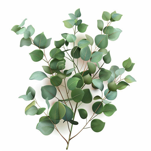 Photo realistic eucalyptus clipart with flat white background