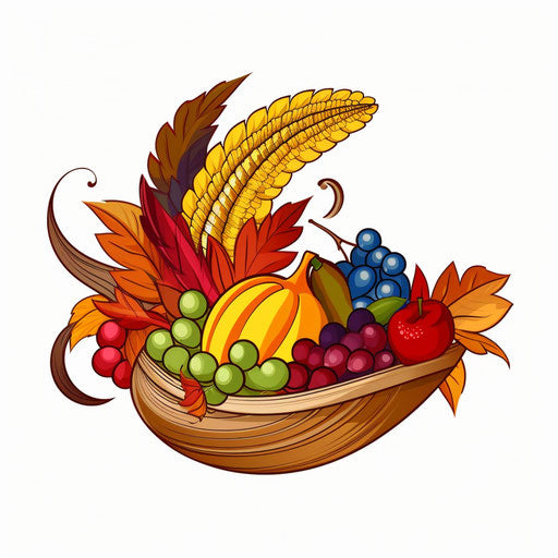Minimalist-style cornucopia clipart on white background