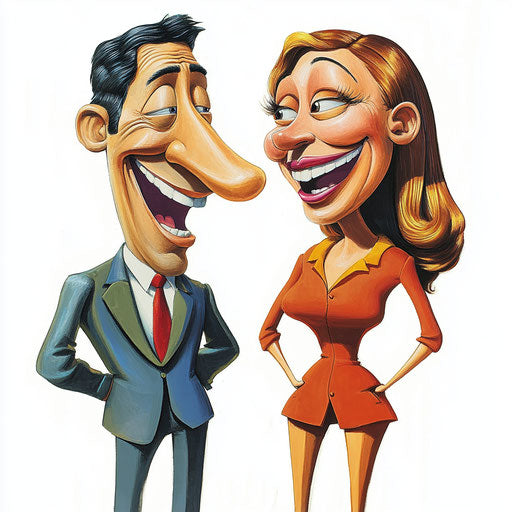 Humorous caricature of a conversation clipart with human features