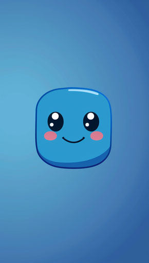 Smiling face on blue background, cute cartoon style