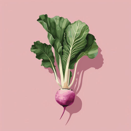 Realistic turnip clipart on dusky rose background