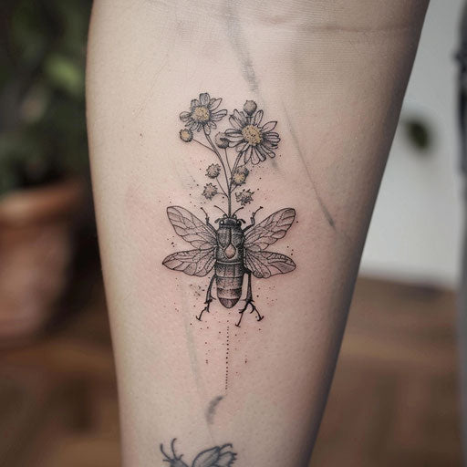Detailed insects and plants in small meaningful tattoos