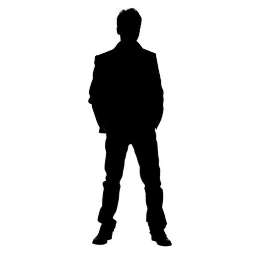 Minimalist style person silhouette on white background