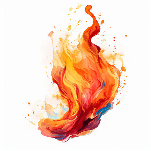 Flame clipart in the style of Oil painting, on a white background