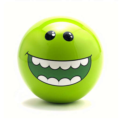 Green smiling ball isolated on white background