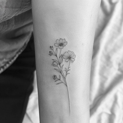 Collection of wildflower tattoos in fine line art