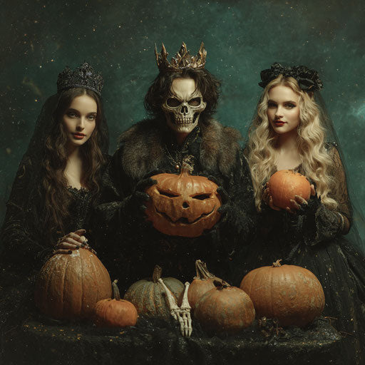 Mysterious Halloween Atmosphere Among the Pumpkins