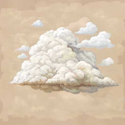 Realistic cartoon cloud on flat beige background