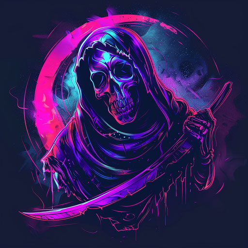 Neon tattoo design of reaper death seal