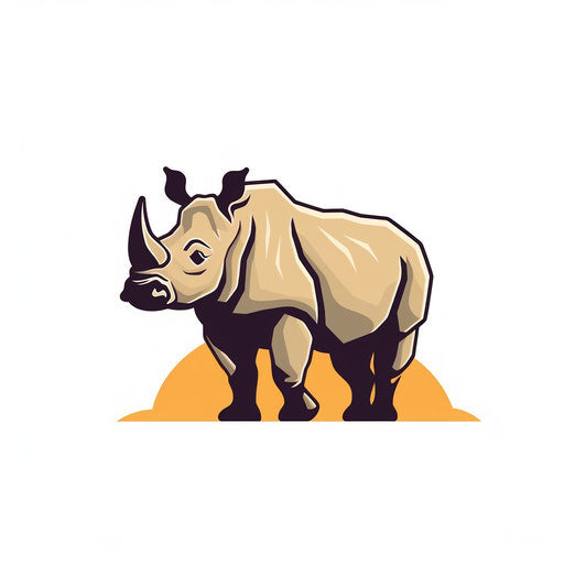 Minimalist rhino clipart on white background