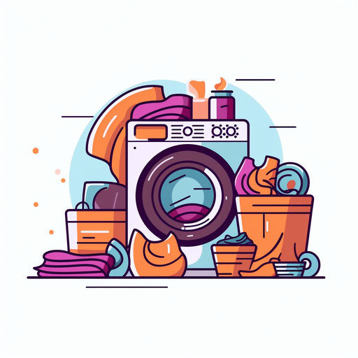 Minimalist laundry illustration on white background
