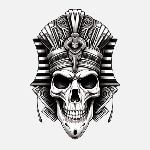 Skull with pharaoh mask tattoo