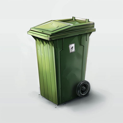 Realistic bin clipart on white background with deep shadows