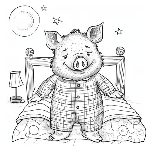 Whimsical cartoon character in pajamas, ready for bedtime
