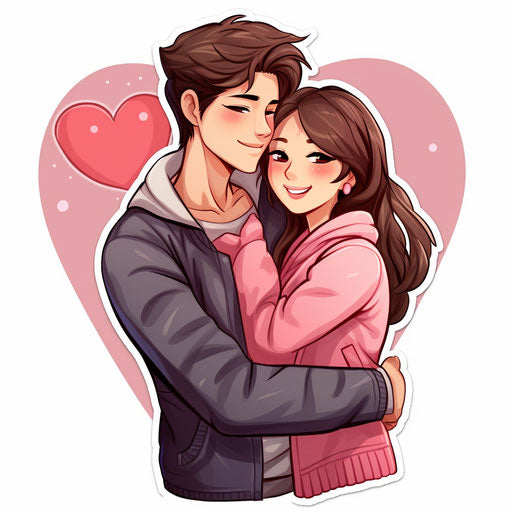 Boyfriend and girlfriend love stickers, captivating style