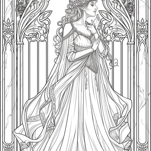 Elegant elf princess with a flowing gown and intricate jewelry
