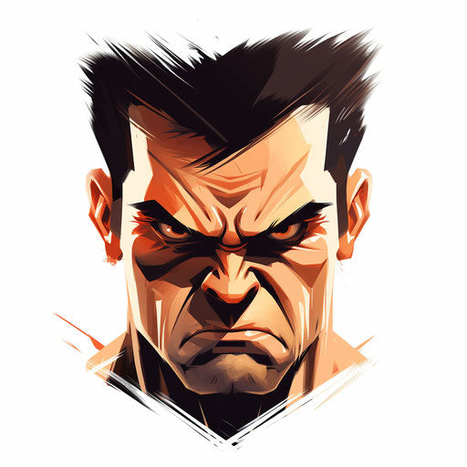 Angry clipart in the style of Chiaroscuro Art, on white background