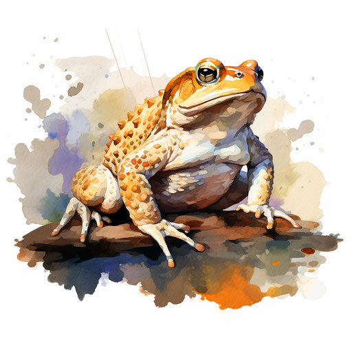 Toad clipart in the style of Impressionistic Art, on white background