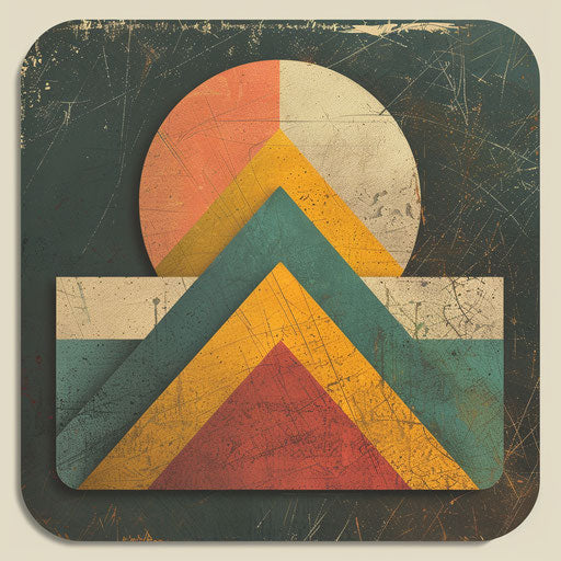 Vintage badge with retro color palette and textured background