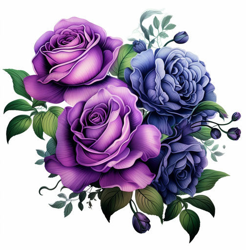 Blue and purple flower, traditional Chinese painting style