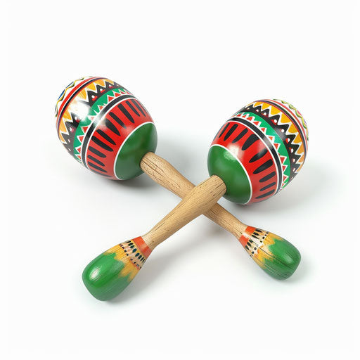 Realistic maracas illustration on flat white background, high contrast
