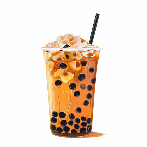 Realistic boba clipart on flat white background with soft lighting