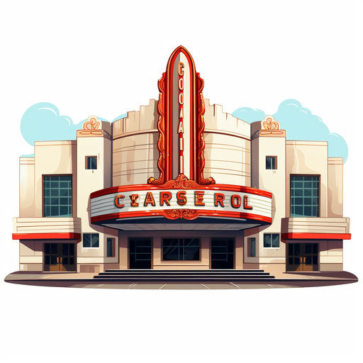 Movie theater clipart in the style of Chiaroscuro Art