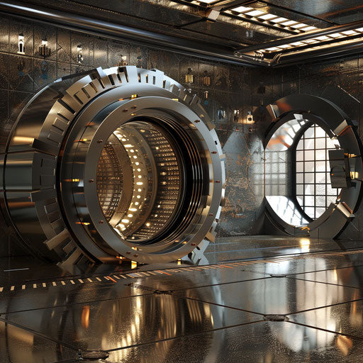 Depiction of a central bank with a secure vault