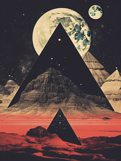 Pointillist planetary triangle in renaissance perspective