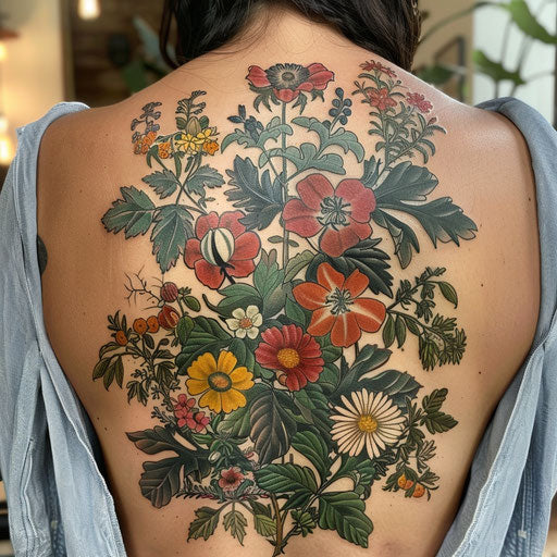 Natural tattoos with floral patterns