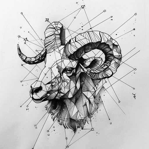Sketch of geometric Aries constellation tattoo