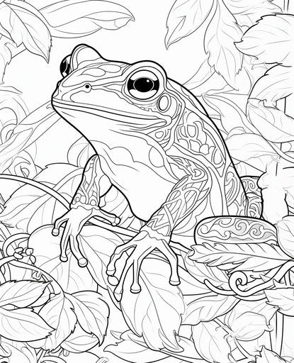 Colorable frog in tangled nests style