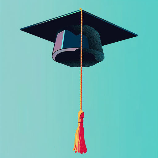 Photo-realistic graduation clipart on turquoise background