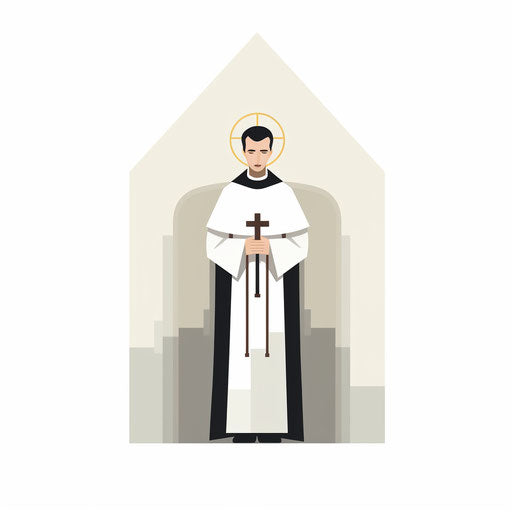 Catholic art in Minimalist style, on white background