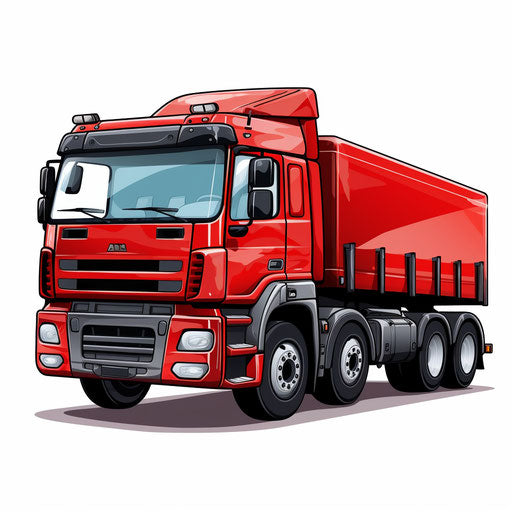 Cartoon truck in Chiaroscuro Art style, on white background