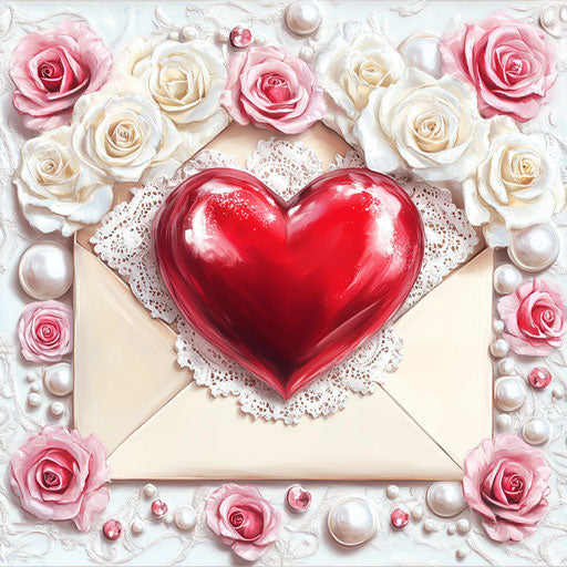 Valentine's Day love letter with lace and roses