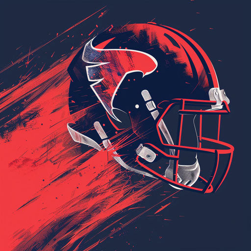 Football logo design in red and navy with a dynamic background