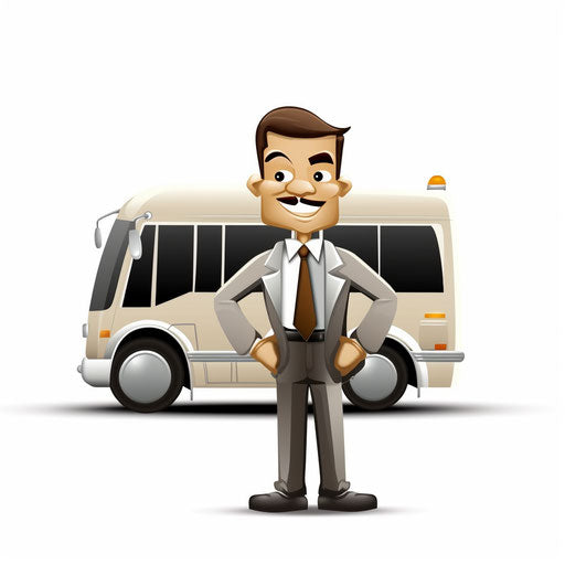 Minimalist illustration of a coach on white background