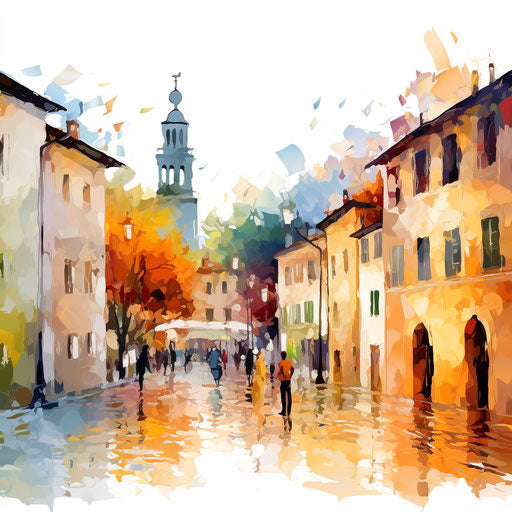 Location clipart in the style of Impressionistic Art, on a white background