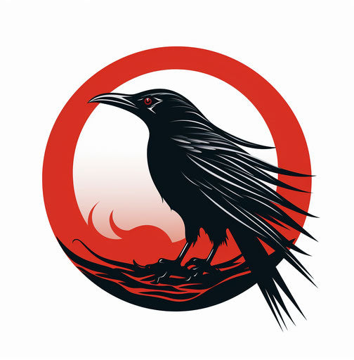 Crow logo for symbol design on red moon