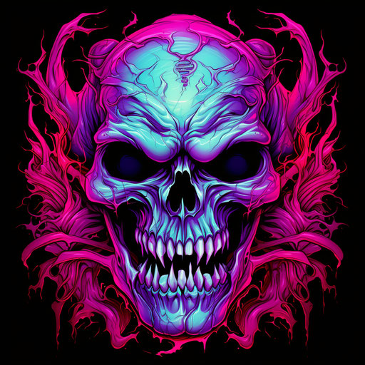 The hand-drawn demon skull in bold style