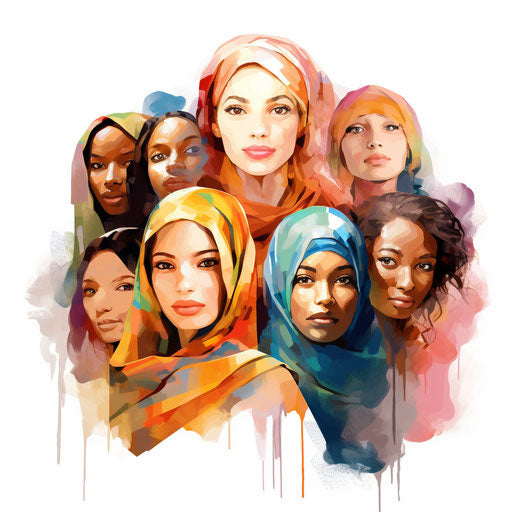 Diversity in Oil painting style on white background