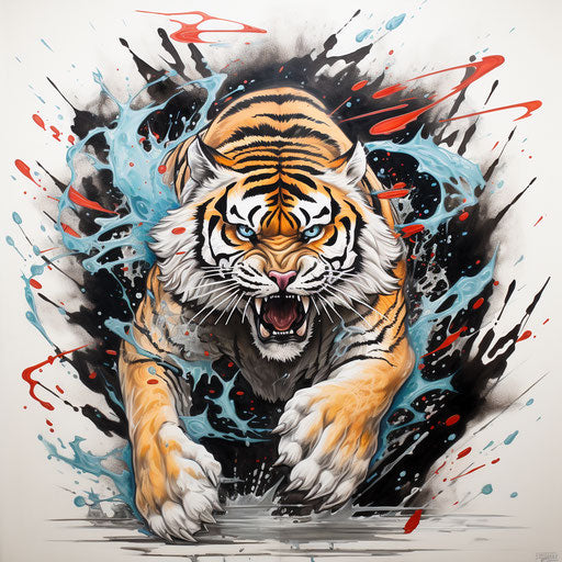 Tiger rushing into an open door