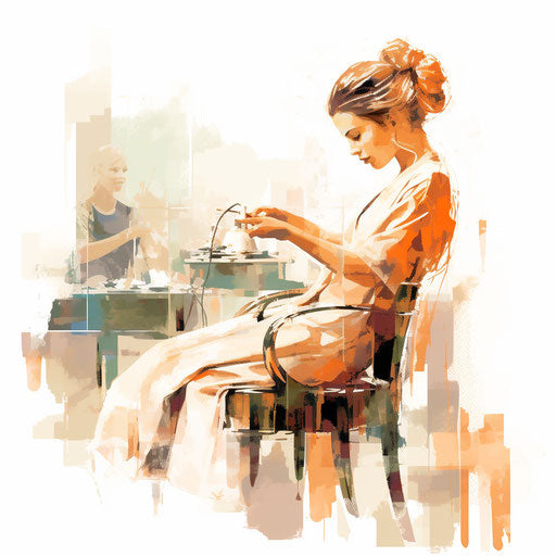 Salon clipart in the style of Impressionistic Art, on white background