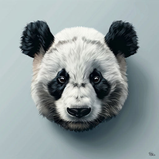 Realistic panda with random flat background
