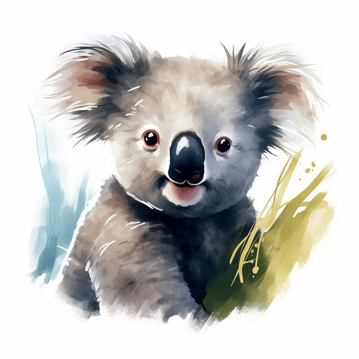 Koala clipart in the style of Oil painting, on a white background