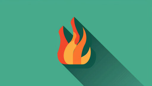Fire icon on green background, vibrant cartoonish style
