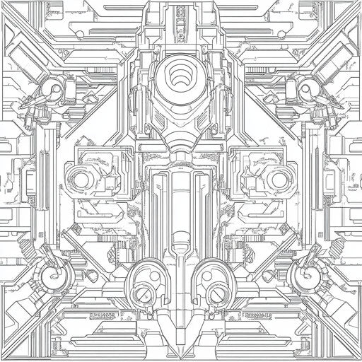 Futuristic geometric pattern with robotic details, Hideo Kojima style